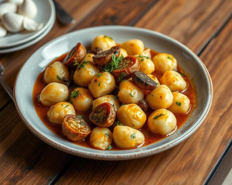 Gnocchi met truffelsaus en knoflook