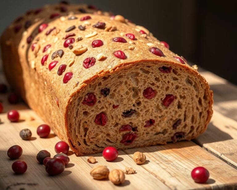 Volkoren zuurdesembrood met cranberry’s en noten