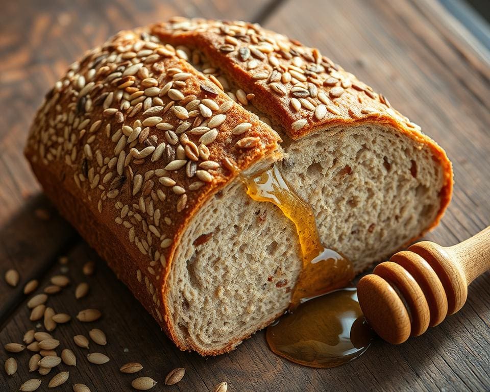 Volkorenbrood met zaden en een vleugje honing